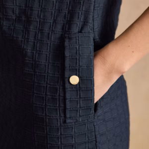 Joules Elizabeth Navy Short Sleeve Jacquard Dress - W70-254