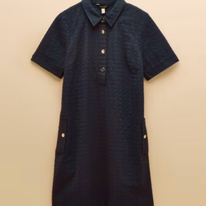 Joules Elizabeth Navy Short Sleeve Jacquard Dress - W70-254