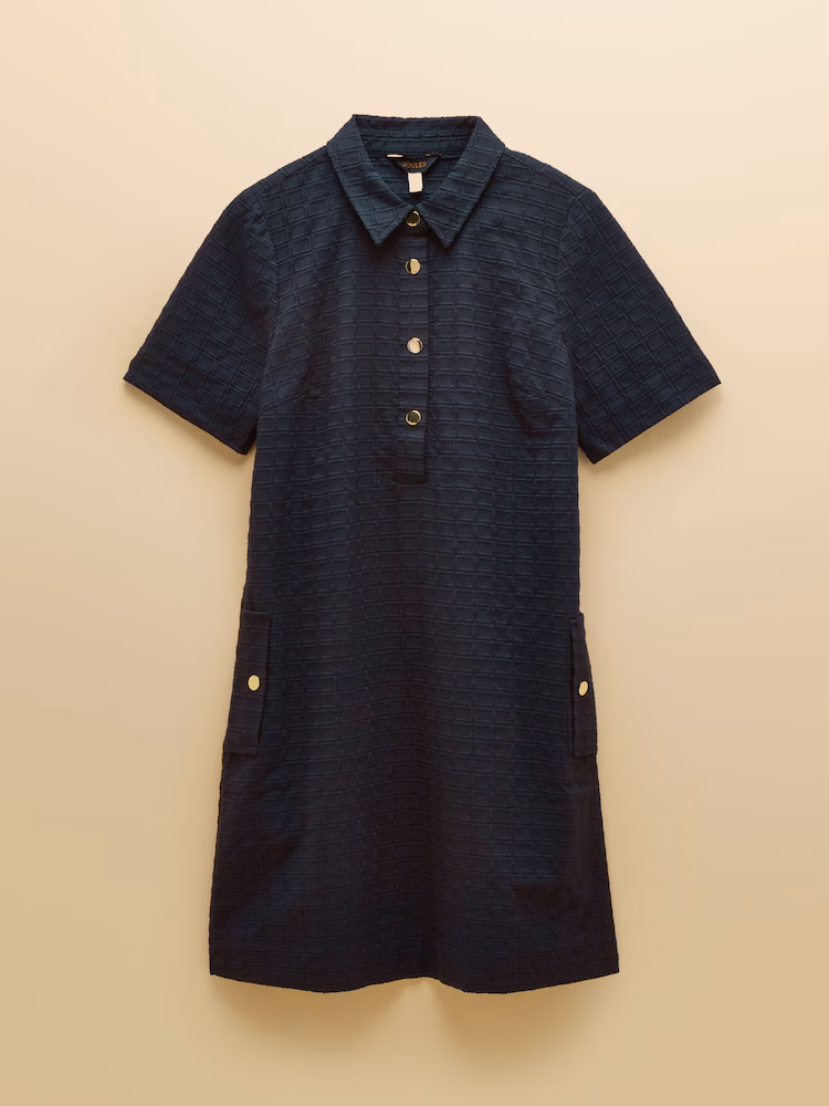 Joules Elizabeth Navy Short Sleeve Jacquard Dress – W70-254 Joules Elizabeth Navy Short Sleeve Jacquard Dress - W70-254