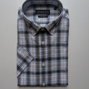 Bugatti Short Sleeve Check Shirt - Blue - 18337E/320
